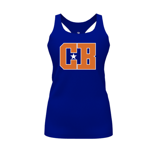 [CUS-DFW-RCBK-PER-RYL-FYS-LOGO2] Racerback Tank Top (Female Youth S, Royal, Logo 2)