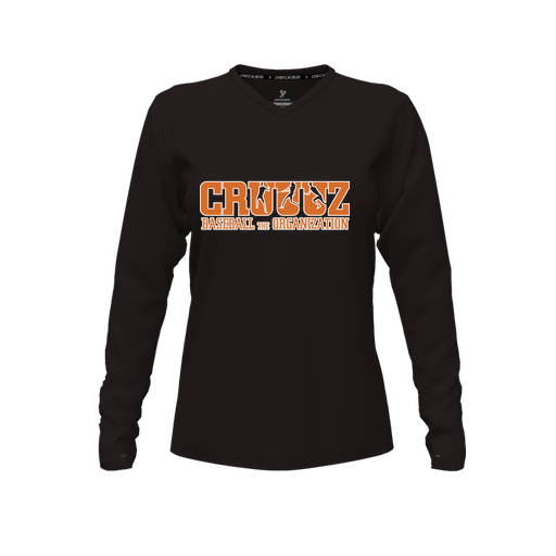 [CUS-DFW-TEES-CMF-VNK-LSL-BLK-FYXS-LOGO3] Comfort T-Shirt (Female Youth XS, Black, V Neck, Logo 3, Long Sleeve)
