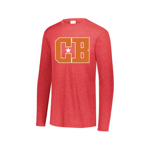 [FTLCUBRD-AXS-LOGO2] Decker Men's Tri-Blend T-Shirt - Long Sleeve (Adult XS, Red, Logo 2)