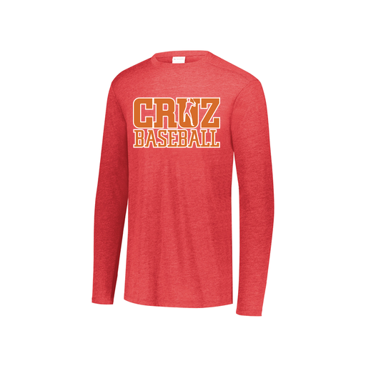 [FTLCUBRD-YS-LOGO1] Decker Youth Tri-Blend T-Shirt - Long Sleeve (Youth S, Red, Logo 1)