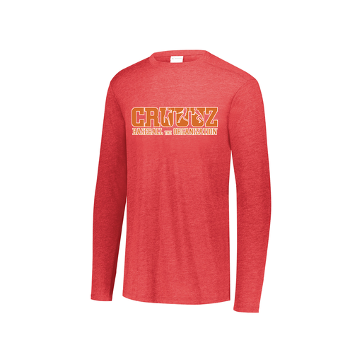 [FTLCUBRD-YS-LOGO3] Decker Youth Tri-Blend T-Shirt - Long Sleeve (Youth S, Red, Logo 3)