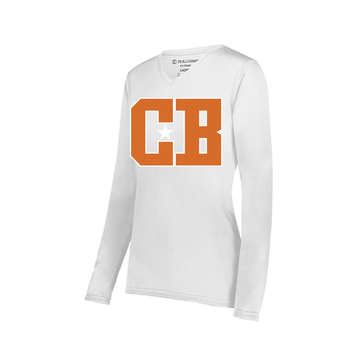 [222824.005.S-LOGO2] Ladies LS Smooth Sport Shirt (Female Adult S, White, Logo 2)