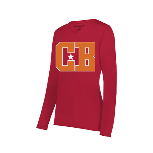 [222824.083.S-LOGO2] Ladies LS Smooth Sport Shirt (Female Adult S, Red, Logo 2)