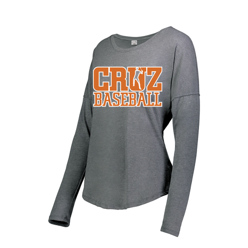 [FTLCUBGY-FAXS-LOGO1] Decker Women's Tri-Blend T-Shirt - Long Sleeve (Female Adult XS, Gray, Logo 1)