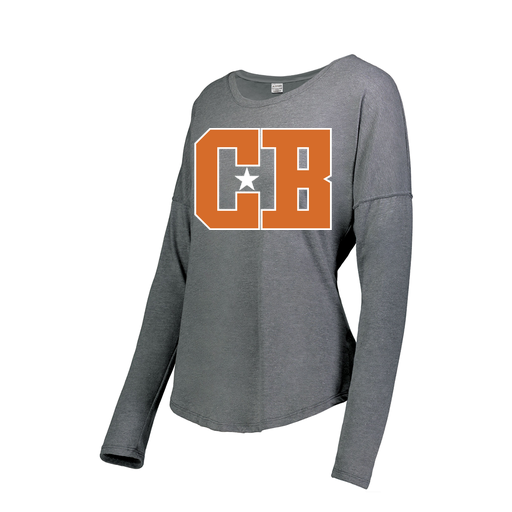 [FTLCUBGY-FAXS-LOGO2] Decker Women's Tri-Blend T-Shirt - Long Sleeve (Female Adult XS, Gray, Logo 2)