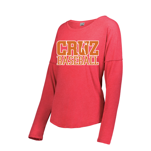 [FTLCUBRD-FAXS-LOGO1] Decker Women's Tri-Blend T-Shirt - Long Sleeve (Female Adult XS, Red, Logo 1)